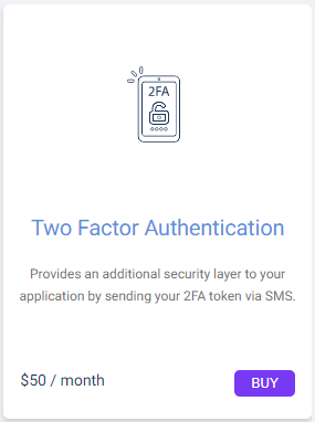The Two Factor Authentication tile in the Marketplace